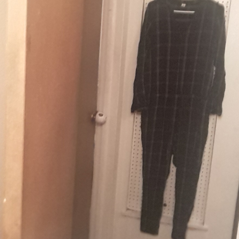Black and grey plaid jumpsuit